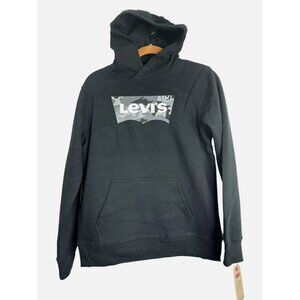 Levi's Youth Boy’s Sz XL Black Hoodie Sweatshirt  Camo Logo Kangaroo Pocket